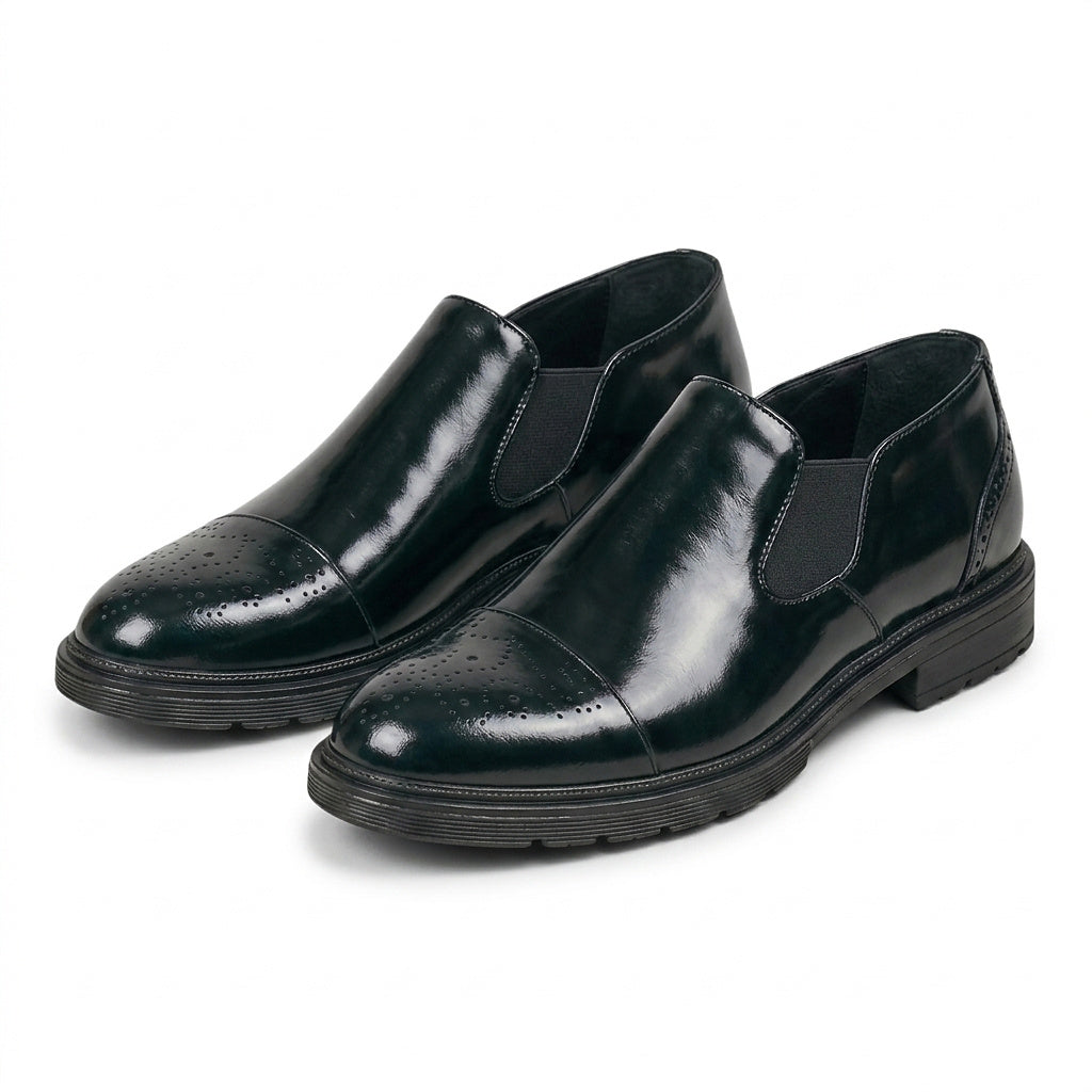 Mocassins Brogues à enfiler pour homme avec panneaux latéraux élastiques 1