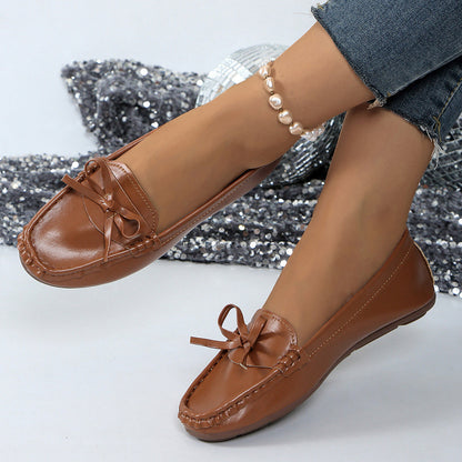 Mocassins Sans Lacets avec Nœud et Surpiqûres-Women Shoes-Gigié