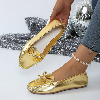 Mocassins Sans Lacets avec Nœud et Surpiqûres-Women Shoes-Gigié