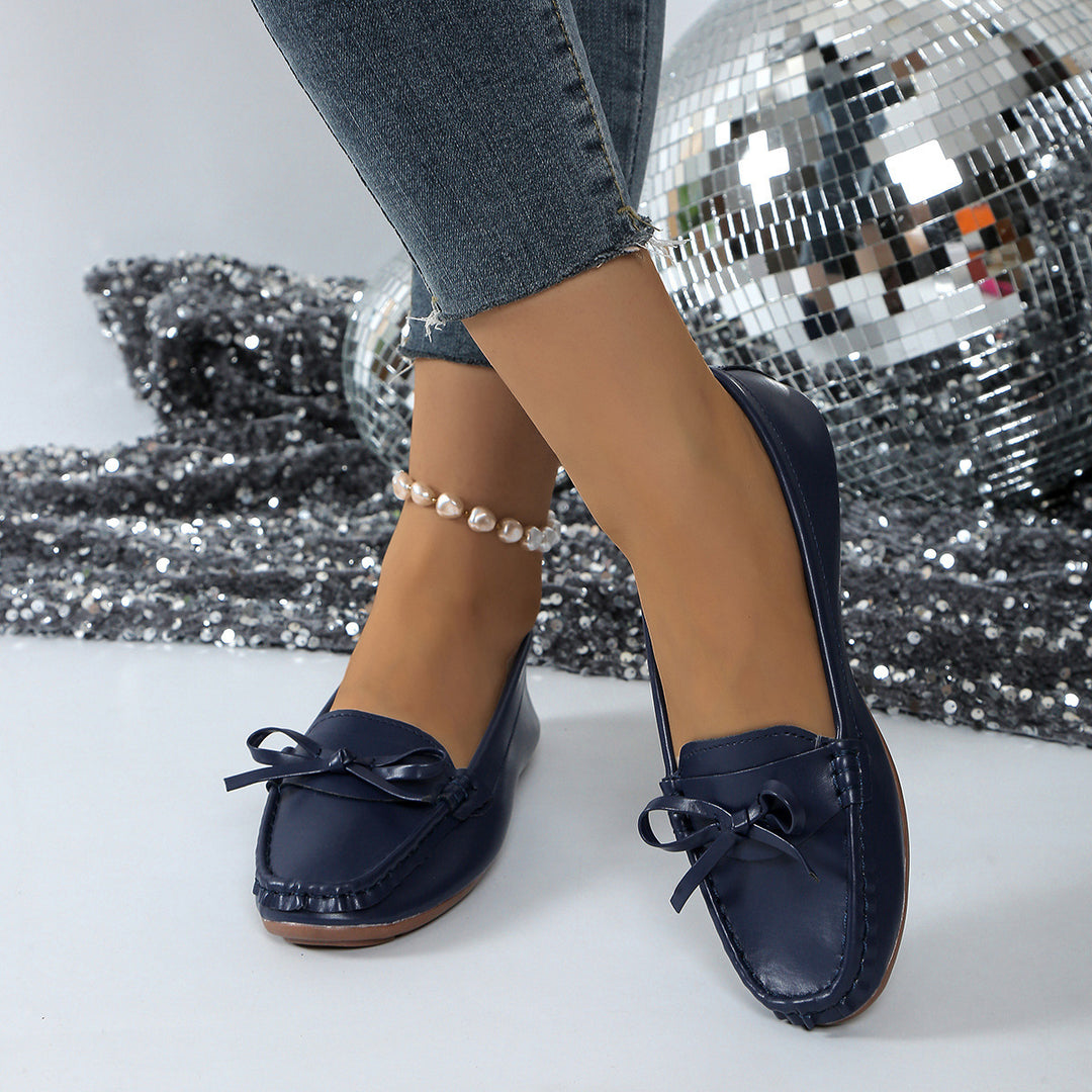 Mocassins Sans Lacets avec Nœud et Surpiqûres-Women Shoes-Gigié