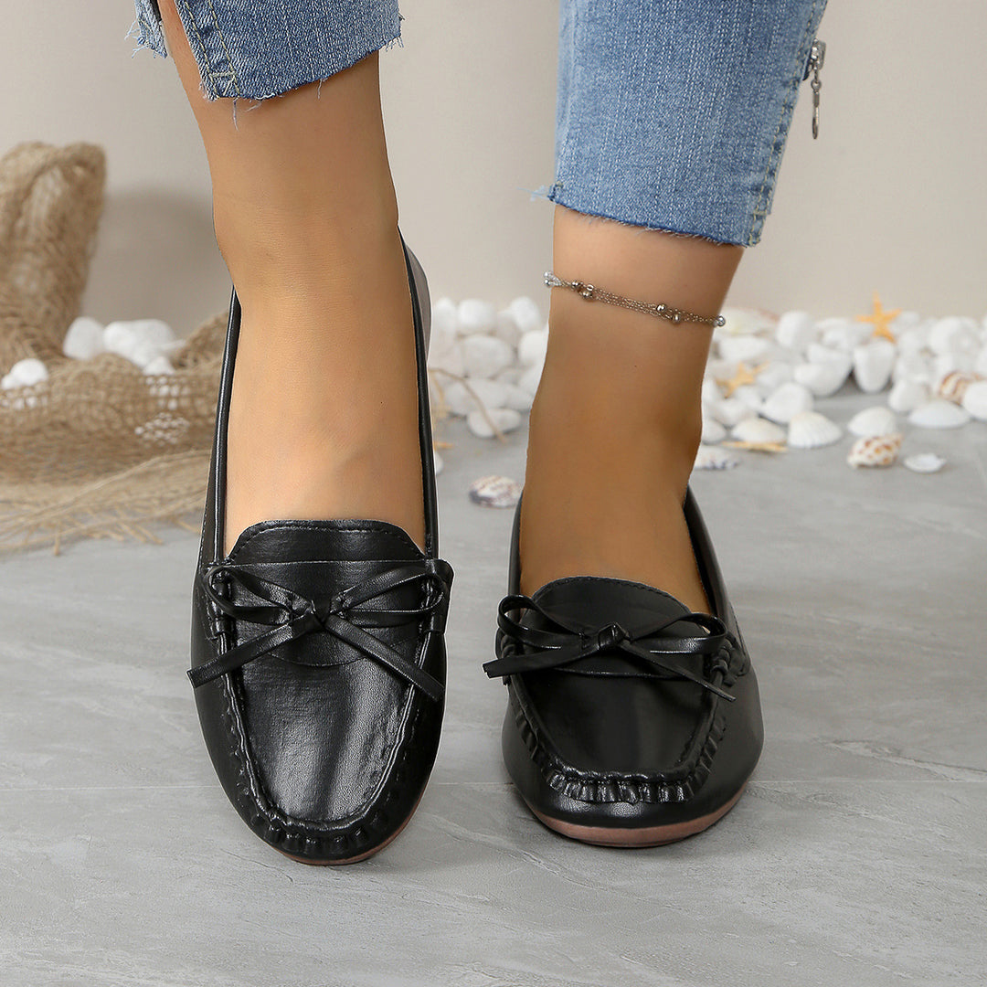Mocassins Sans Lacets avec Nœud et Surpiqûres-Women Shoes-Gigié
