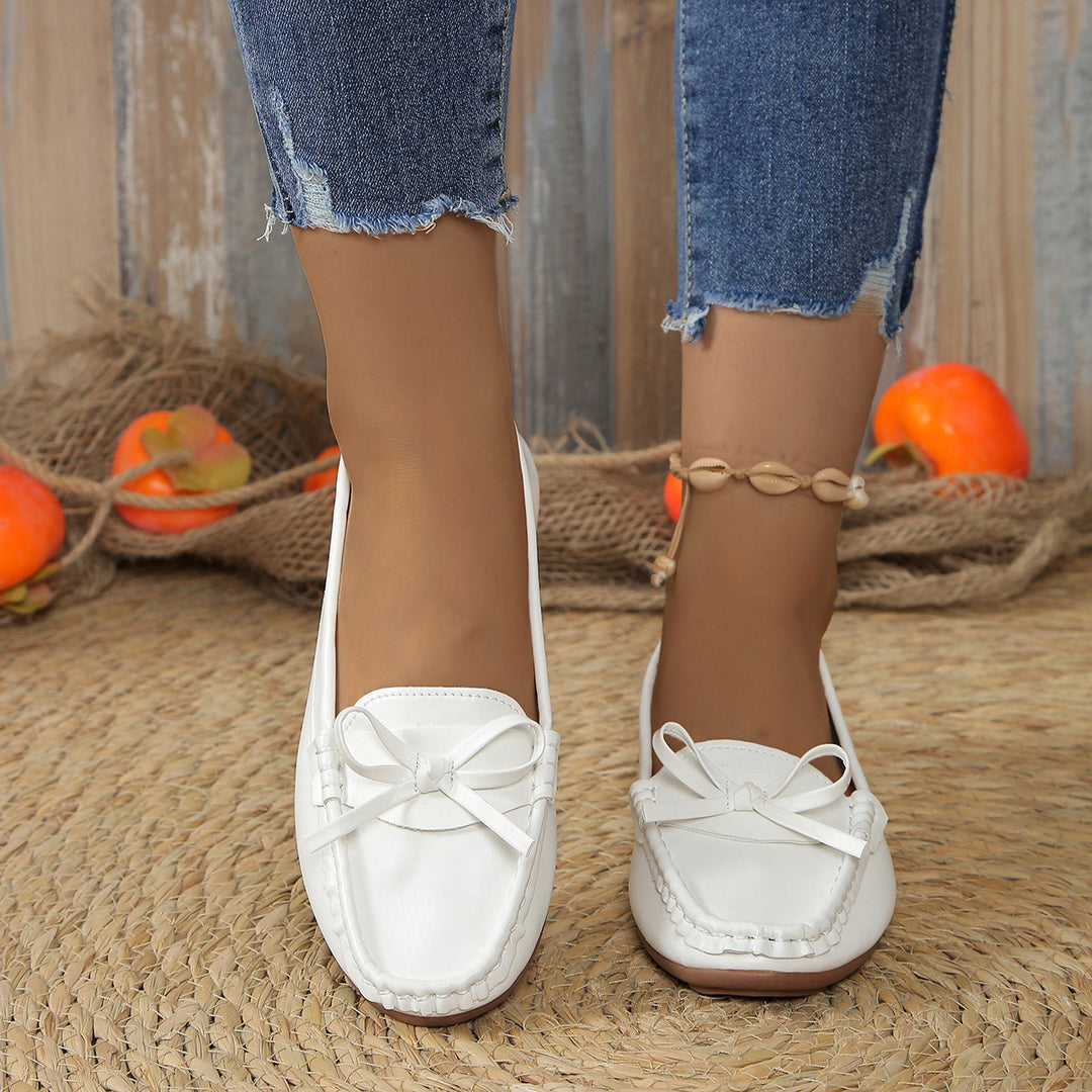 Mocassins Sans Lacets avec Nœud et Surpiqûres-Women Shoes-Gigié