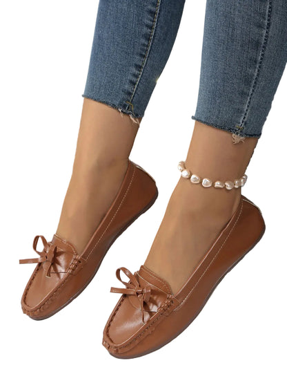 Mocassins Sans Lacets avec Nœud et Surpiqûres-Women Shoes-Gigié