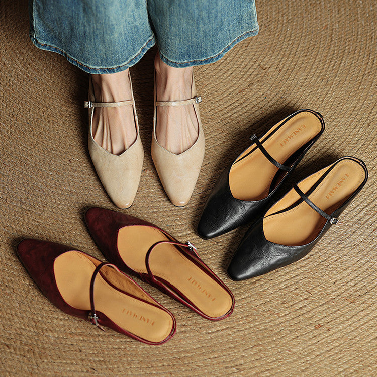 Mules à Bout Pointu pour Femme avec Bride et Boucle-Women Shoes-Gigié