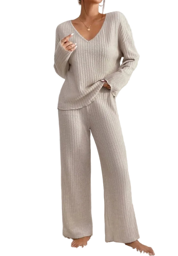 Ensemble deux pièces en maille côtelée pour femme