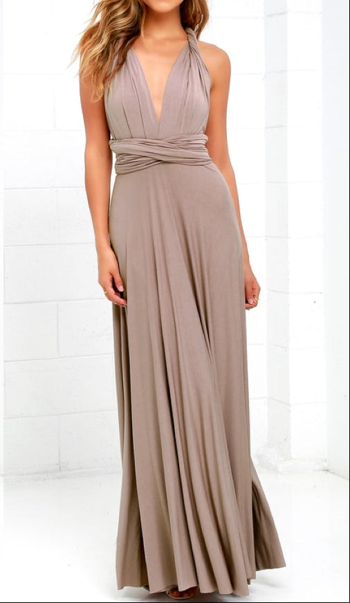 Robe longue femme à encolure croisée