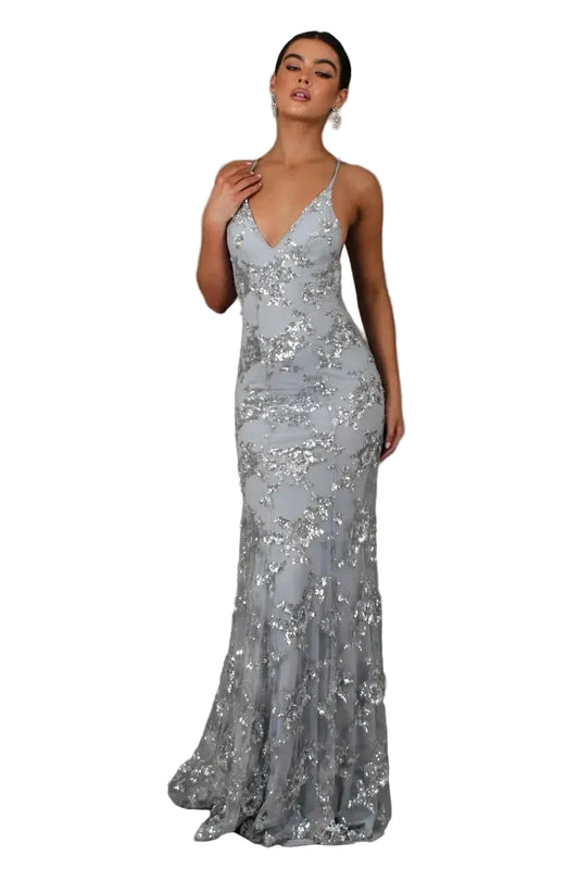 Robe de soirée femme longue avec fines bretelles