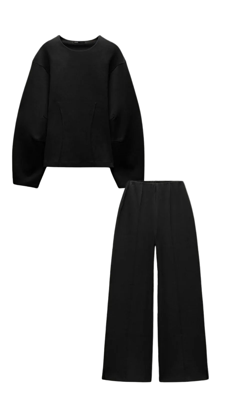 Ensemble femme deux pièces avec haut à manches longues et pantalon large