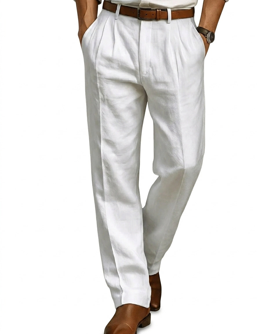 Pantalon à pinces pour homme avec passants de ceinture 1
