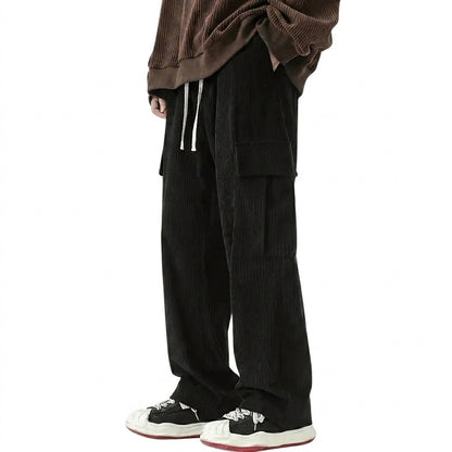 Pantalon cargo large en velours côtelé pour homme 1