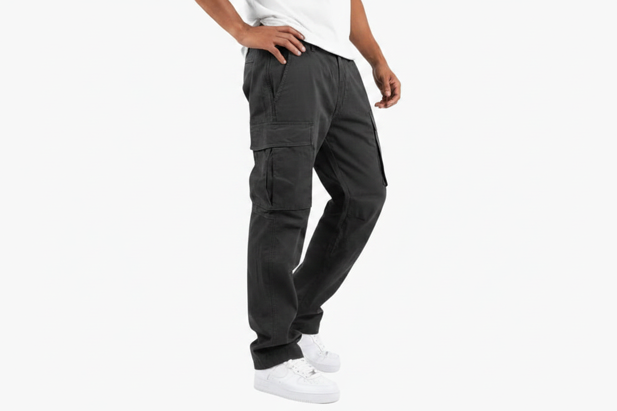 Pantalon cargo pour homme avec poches et coupe droite-Mens Pants-Gigié