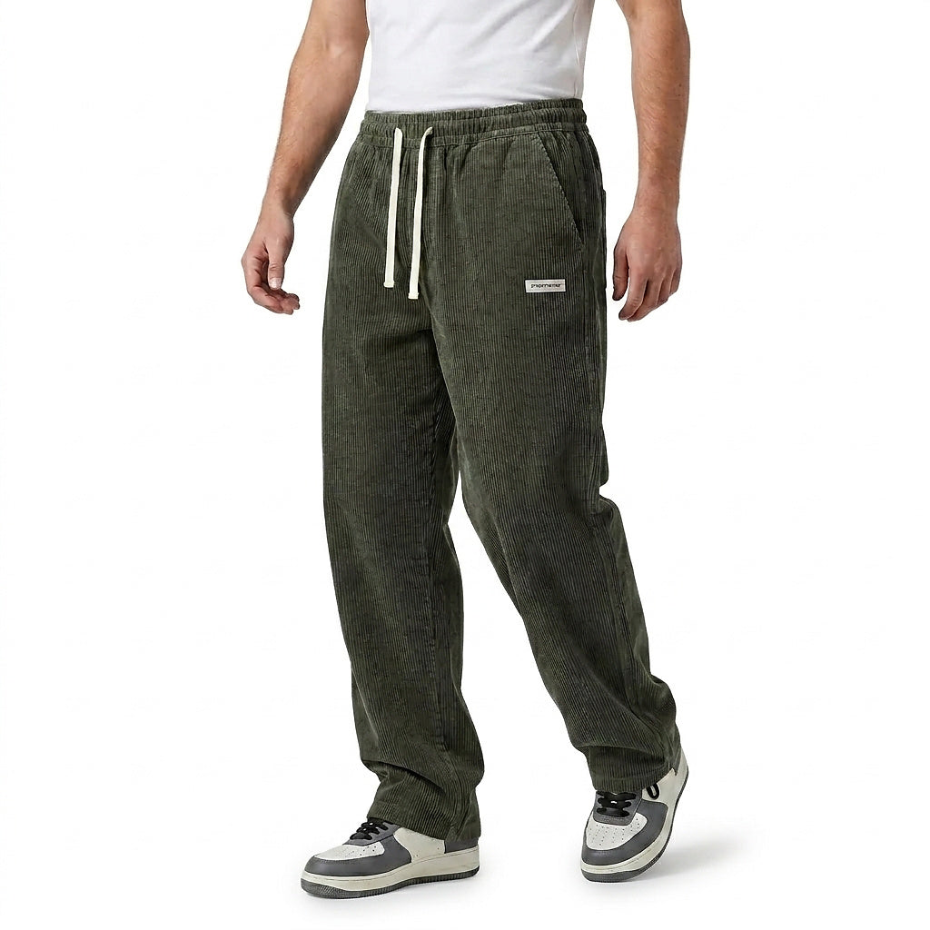 Pantalon en velours côtelé pour homme avec cordon de serrage 1