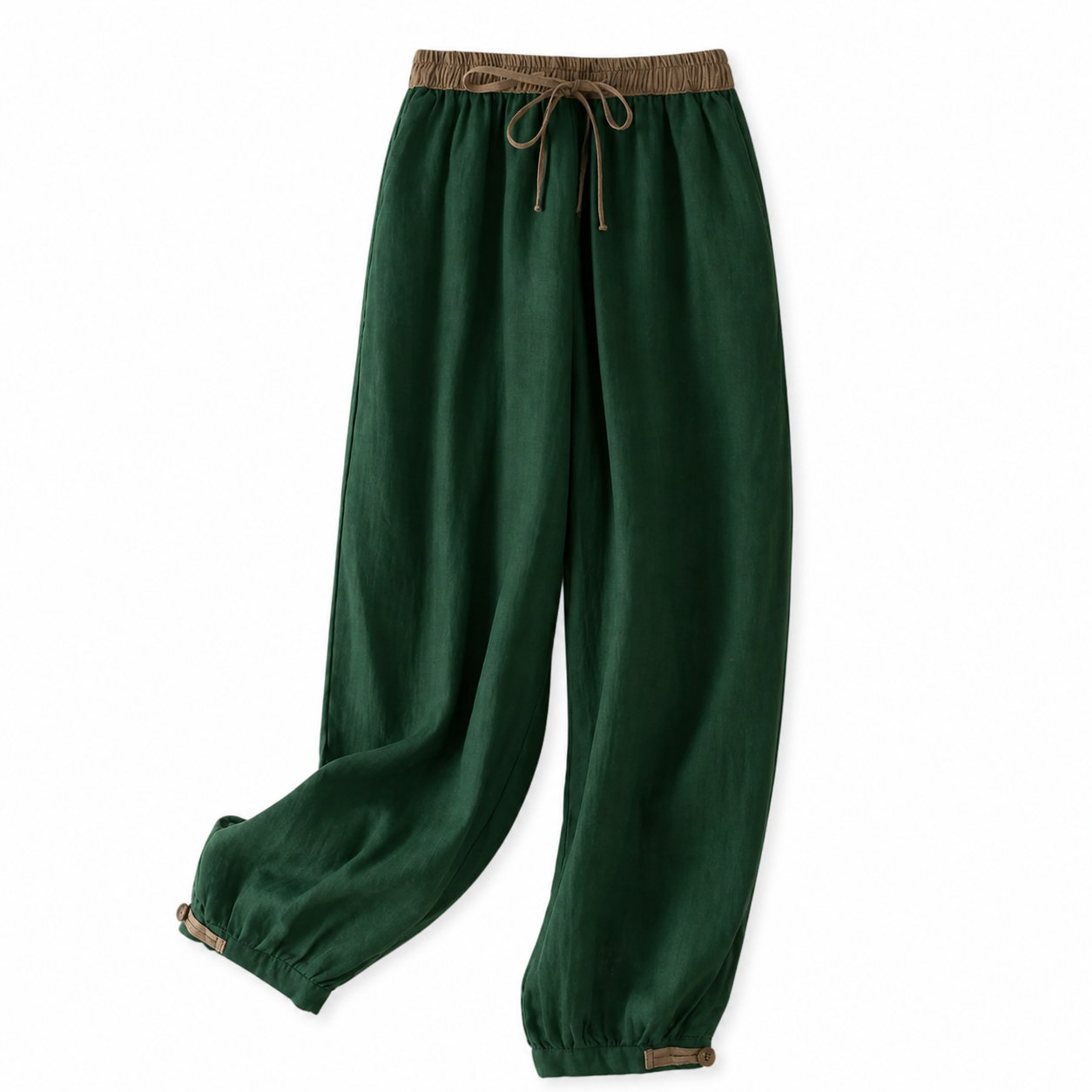 Pantalon femme avec taille élastique, cordon de serrage, jambes fuselées et ourlets resserrés-Pants Female-Gigié