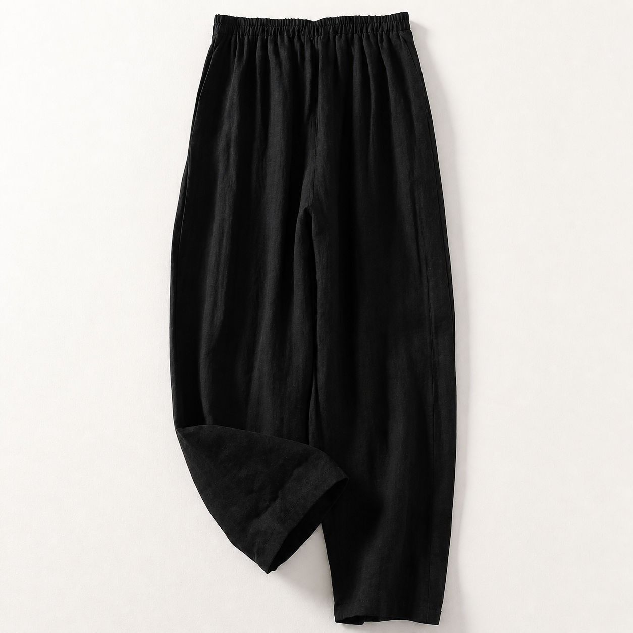 Pantalon femme avec taille élastique et jambes droites en longueur complète-Pants Female-Gigié