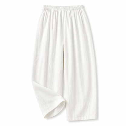 Pantalon femme avec taille élastique et jambes droites en longueur complète-Pants Female-Gigié