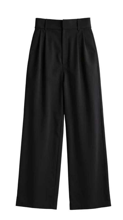 Pantalon femme taille haute à jambe large-Pants Female-Gigié