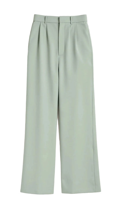 Pantalon femme taille haute à jambe large-Pants Female-Gigié