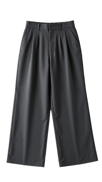 Pantalon femme taille haute à jambe large-Pants Female-Gigié