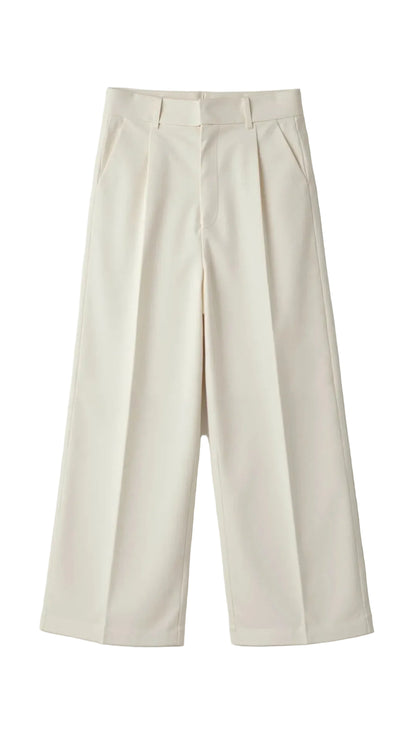 Pantalon femme taille haute à jambe large-Pants Female-Gigié