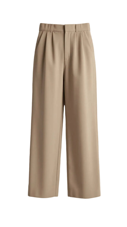 Pantalon femme taille haute à jambe large-Pants Female-Gigié