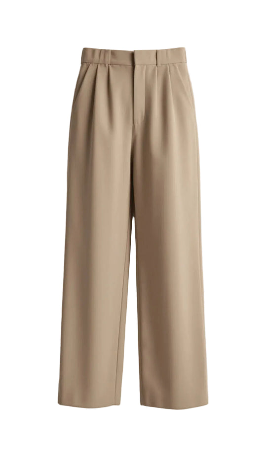 Pantalon femme taille haute à jambe large-Pants Female-Gigié