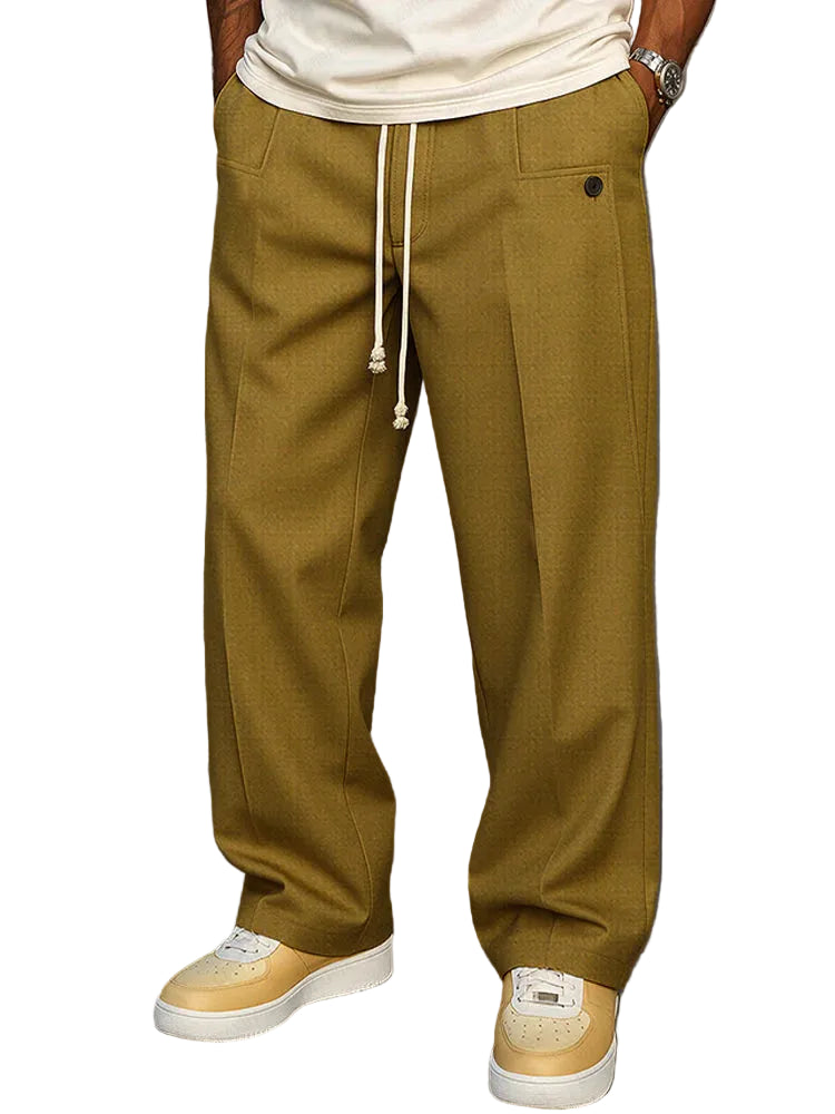 Pantalon Homme à Coupe Droite avec Cordon de Serrage-Gigié