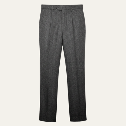 Pantalon Homme Coupe Droite avec Motif Chevrons et Plis-Male Pants-Gigié