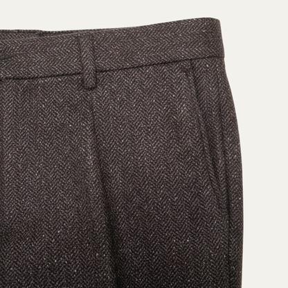 Pantalon Homme Coupe Droite avec Motif Chevrons et Plis-Male Pants-Gigié