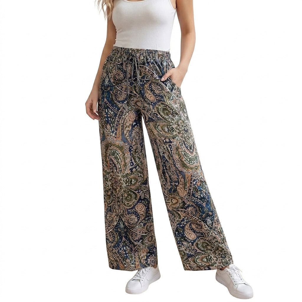 Pantalon large pour femme à imprimé cachemire 1