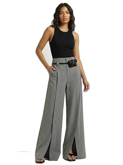 Pantalon large pour femme avec ourlet fendu 1