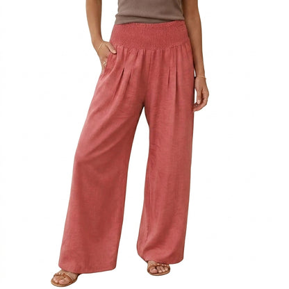 Pantalon large pour femme avec taille smockée 1