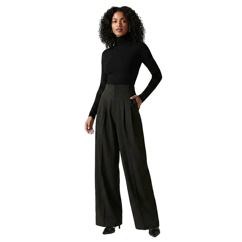 Pantalon large taille haute pour femme 1