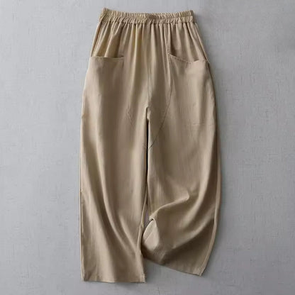 Pantalon pour femme avec taille élastique et coupe droite-Pants Female-Gigié