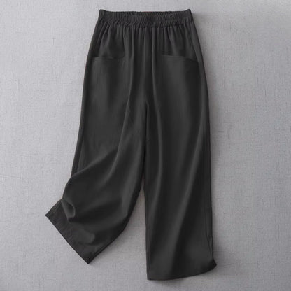 Pantalon pour femme avec taille élastique et coupe droite-Pants Female-Gigié