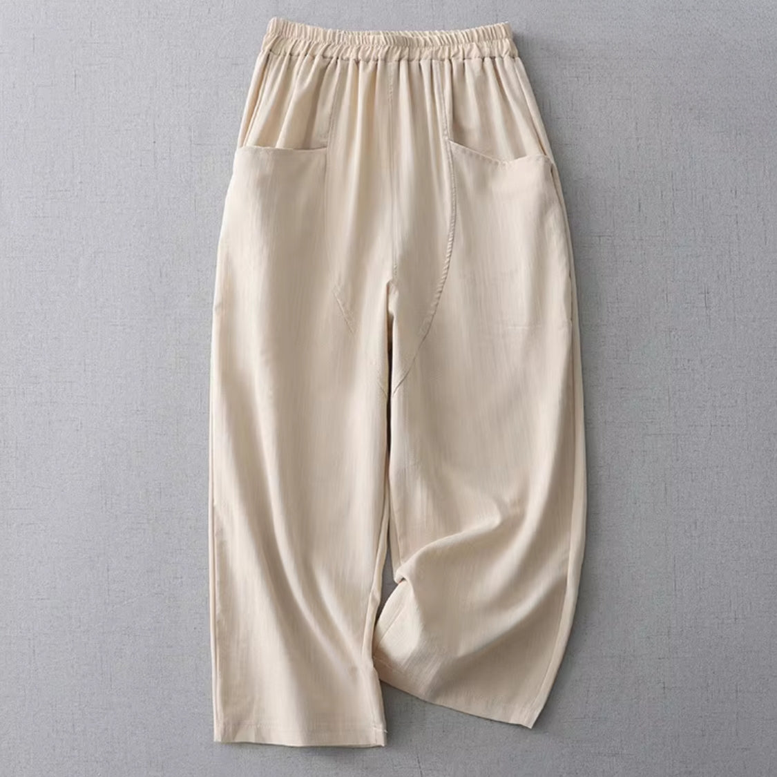 Pantalon pour femme avec taille élastique et coupe droite-Pants Female-Gigié