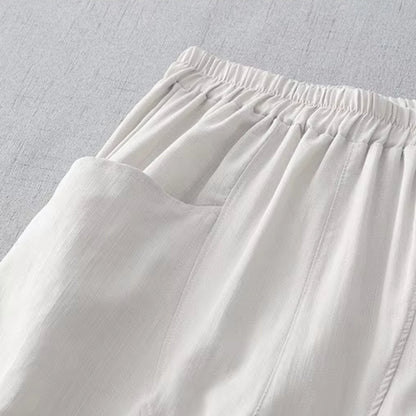 Pantalon pour femme avec taille élastique et coupe droite-Pants Female-Gigié