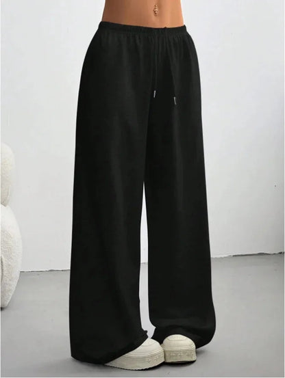 Pantalon pour femme avec taille élastique et jambe large-Pants Female-Gigié