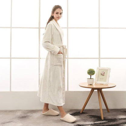 Peignoir long unisexe avec ceinture, col châle et poches plaquées-Robe-Gigié