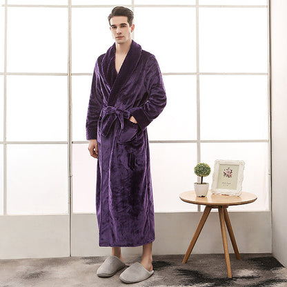 Peignoir long unisexe avec ceinture, col châle et poches plaquées-Robe-Gigié