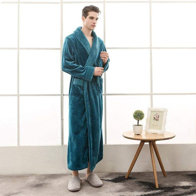 Peignoir long unisexe avec ceinture, col châle et poches plaquées-Robe-Gigié