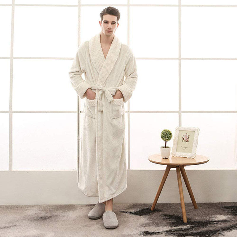 Peignoir long unisexe avec ceinture, col châle et poches plaquées-Robe-Gigié
