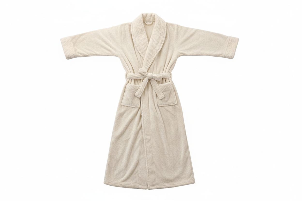 Peignoir long unisexe avec ceinture, col châle et poches plaquées-Robe-Gigié