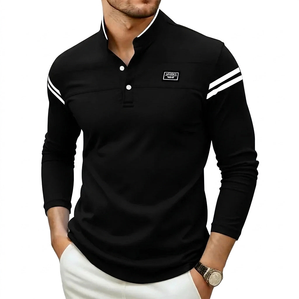 Polo à manches longues pour homme avec col mao 1
