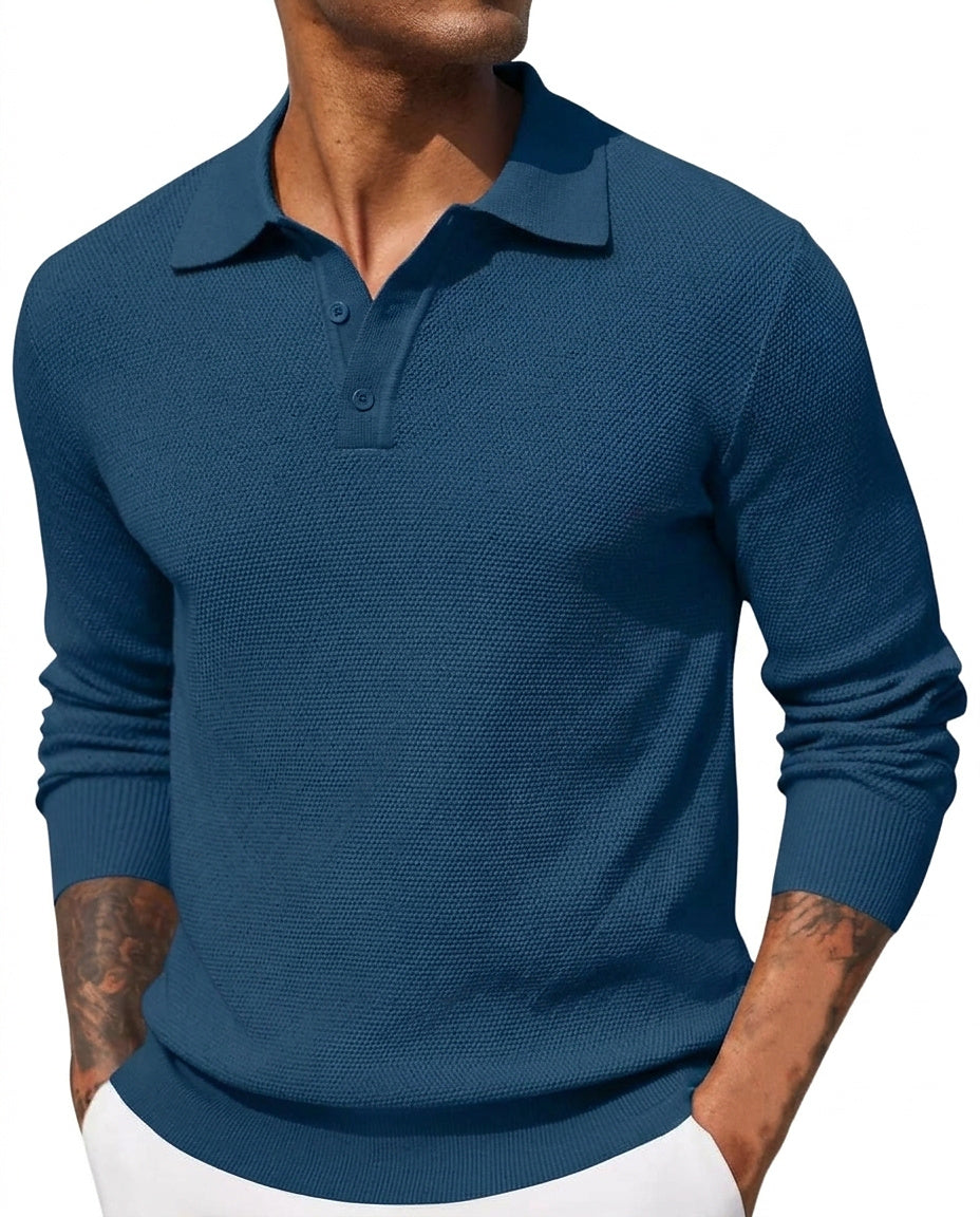 Polo en maille pour homme avec motif texturé 1