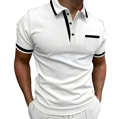 Polo homme coupe ajustée avec bordures contrastantes 1