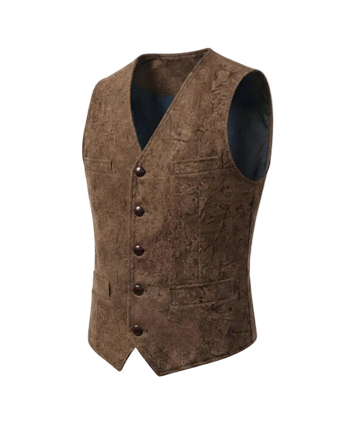 Gilet homme à boutons avec encolure en V et silhouette droite