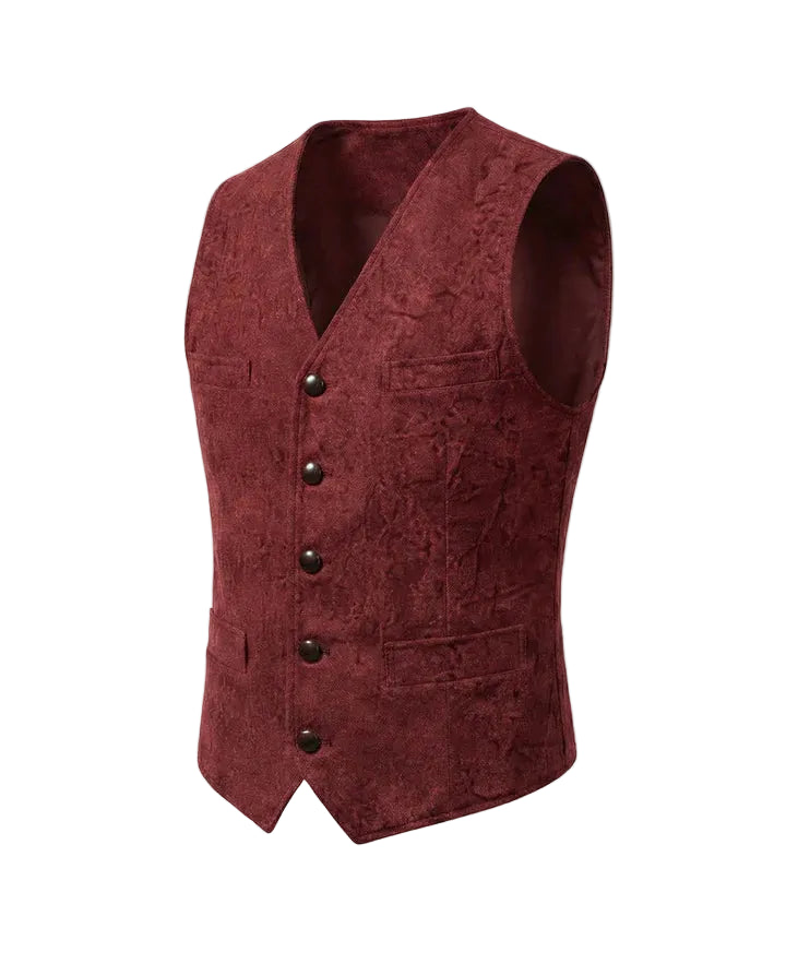 Gilet homme à boutons avec encolure en V et silhouette droite