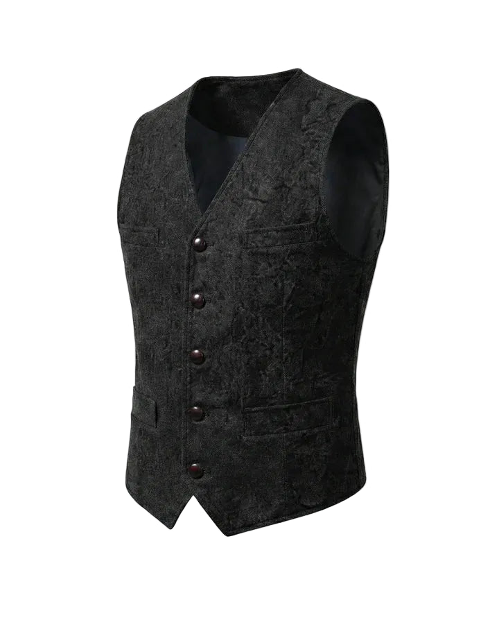 Gilet homme à boutons avec encolure en V et silhouette droite