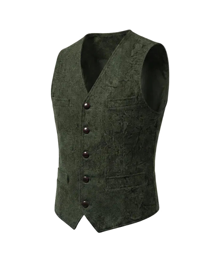 Gilet homme à boutons avec encolure en V et silhouette droite