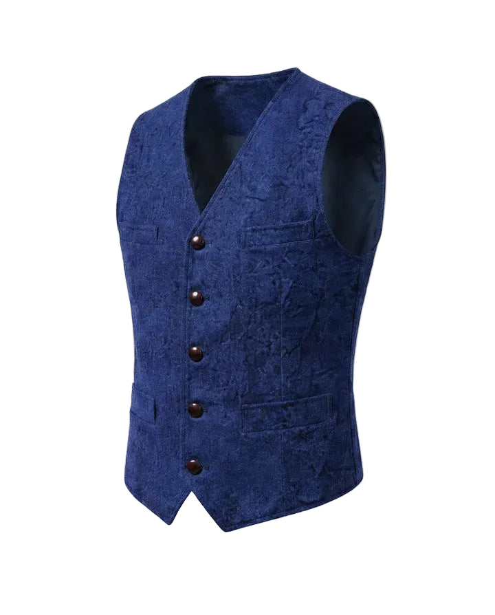 Gilet homme à boutons avec encolure en V et silhouette droite